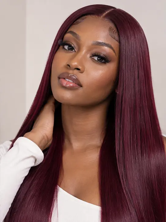 Burgundy sleek wig